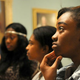 Brittany Woods Middle School students Jamesha Harris, Mikela Gray and Chanda Perry (Sid Hastings/St. Louis Post-Dispatch)